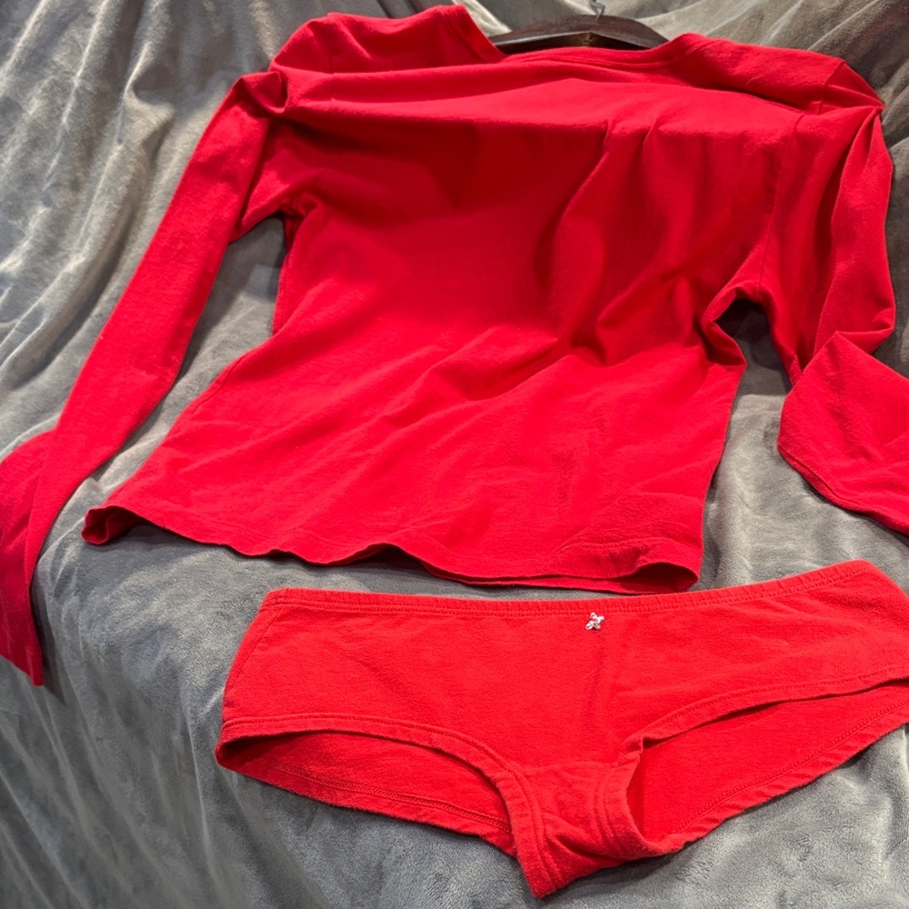American Eagle Outfitters Red Santa's Little Helper Pajama Set - Picture 3 of 3
